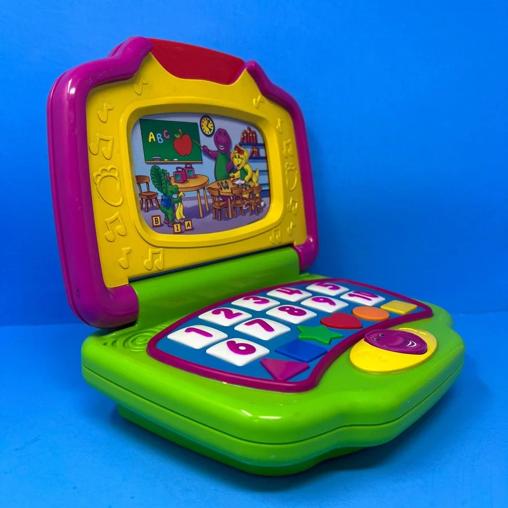 Barney Learning Laptop OS Multi Color Interactive Preschool Toy With 4 Cards